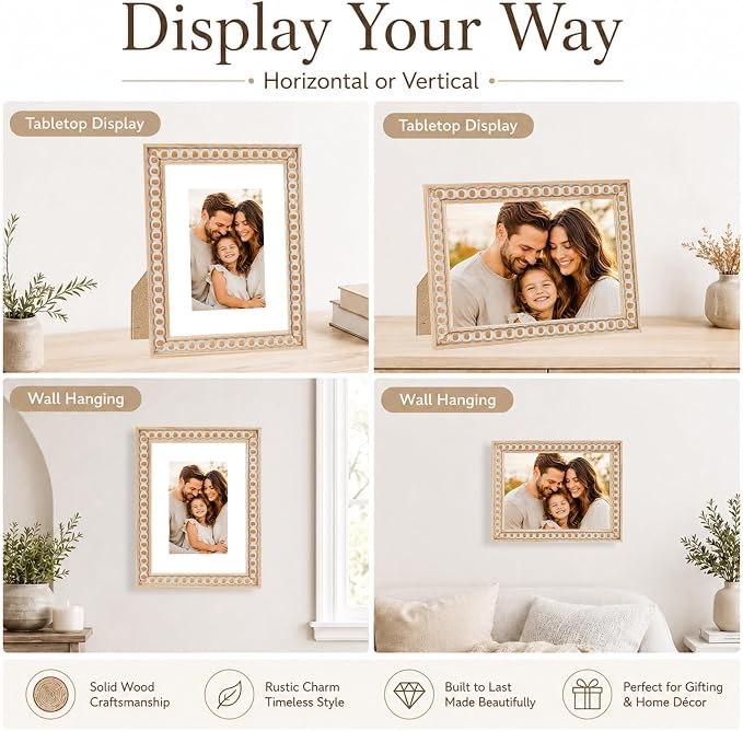 Solid Wood 6x8 Picture Frame Beaded Frame - Image 6