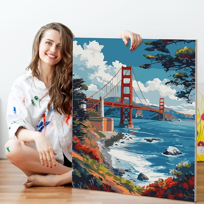 Fountor Paint by Numbers Kit for Adults Beginner, San Francisco Scenery Oil - Image 5