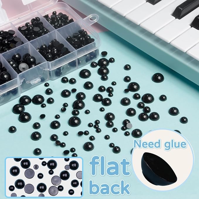 Zhbrchz 850pcs Round Black Plastic Doll Eyes 4mm 5mm 6mm 8mm 10mm Flatback - Image 3