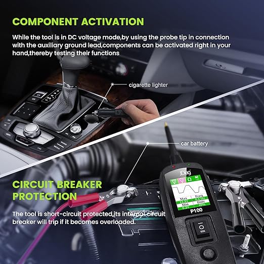 Power Circuit Probe Kit, Topdiag P100 Car Circuit Tester, 12-24V Automotive Electrical Tool, AC/DC Resistance Circuit Detector with 40FT Extension Cable, Trailer Truck Voltage Current Detector