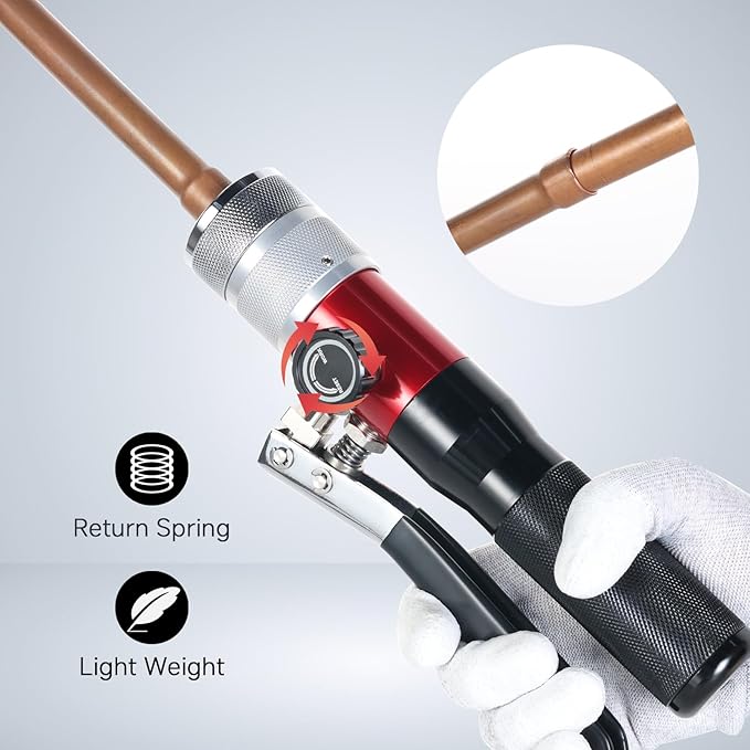 Hydraulic Tube Expander HVAC Swaging Tool Kit Copper Pipes Compact Tool Set with Tube Cutter, Deburring Tool, and 7 Expander Heads 3/8, 1/2, 5/8, 3/4, 7/8, 1, 1-1/8 Inch