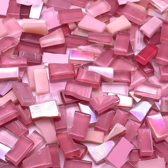 LITMIND 1.1LB Pink Mixed Irregular Glass Scraps Mosaic Tiles - Image 2