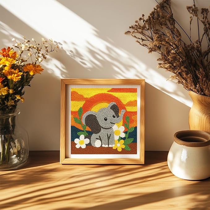 DOODLREAM Cartoon Elephant DIY Punch Needle Embroidery Kit - Image 6