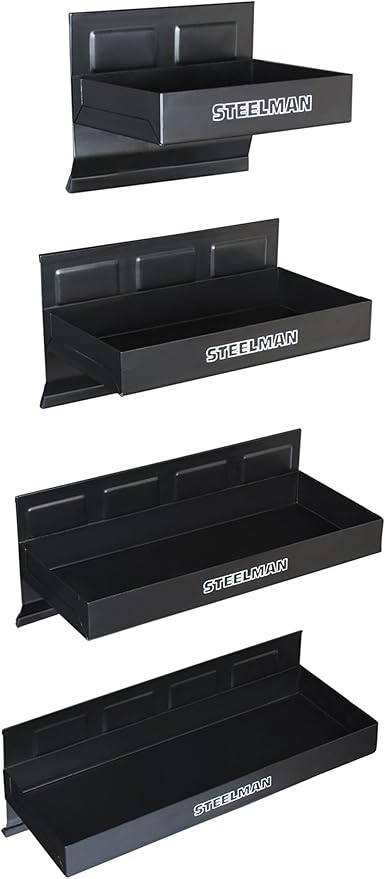 Steelman Non-Marring Magnetic Tool/Parts Storage Trays for Rolling Toolboxes, Durable Steel, 4-Piece Set