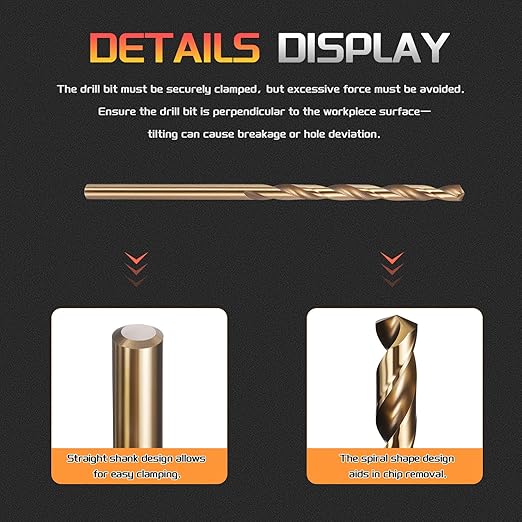 Drill Bit, #43 Cutting Diameter, 4341 HSS Gold Finish 118° Cutting Angle Number Jobber Bits - (Applications: for Drilling Soft Metal Plastic Wood), 10-Pieces