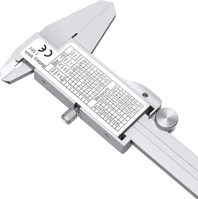 Proster Digital Vernier Caliper 8inch 200mm - Stainless Steel Electronic Caliper Fractions/Inch/Metric Caliper Measuring Tool for Length Width Depth Inner Diameter Outer Diameter