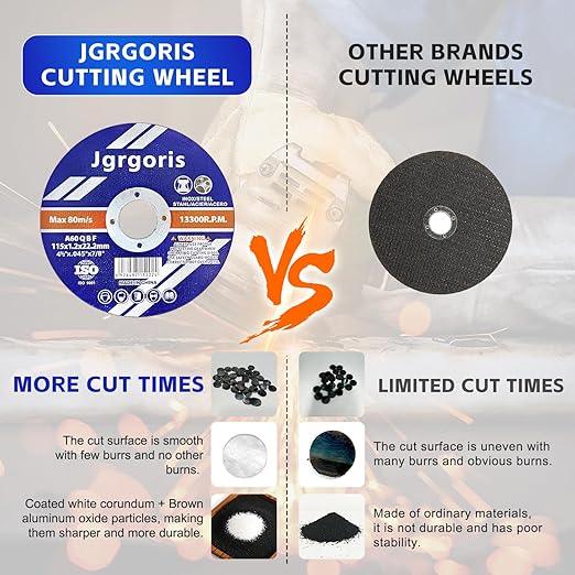 Cut Off Wheels 4-1/2", 100 Pack Angle Grinder Cutting Wheel, Metal Cutting Disc for Metal & Stainless Steel 045" Thick 7/8" Arbor - 100 Count