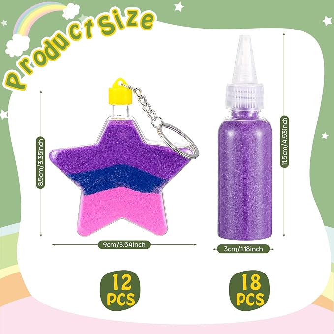 VioraWhite 12 Pack Sand Art Crafts Kit Sand Art Bottle Keychains Include 12 - Image 2