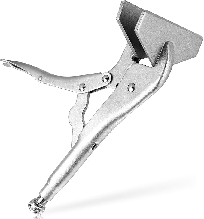 NATGAI 1 Pack 10 Inch Locking Sheet Metal Clamp, Welding Pliers with Adjustable Opening, Nickel Plated Carbon Steel Duckbill Locking Plier for Metalworking, Sheet Metal Bending and Clamping (1 Pack)