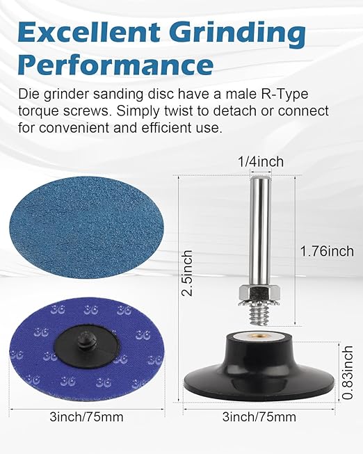 3" 80 Grit Die Grinder Sanding Disc, 30 Pack Abrasive Wheels & Discs Aluminum Oxide Coated Cut Grinding Disc Set, for Surface Preparation/Conditioning.