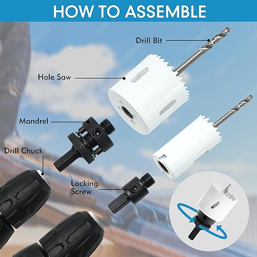 Hole Saw Kit Bi Metal, with 3/4" to 2-1/2" 22 PCS Saw Blades in Case, Hole Saw Set for Metal, Wood and Plastic, with Clean and Smooth Cutting Edge, Fast Chip Removal