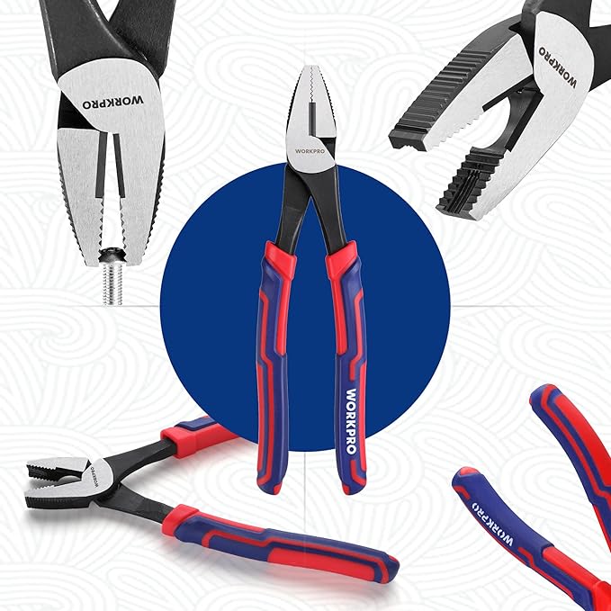 WORKPRO 8" Linesman Screw Extractor Pliers with Unique Non-slip Jaws, Stripped Screw Remover Tool, Lineman Pliers for Quickly Removal of Damaged or Rusted Fasteners