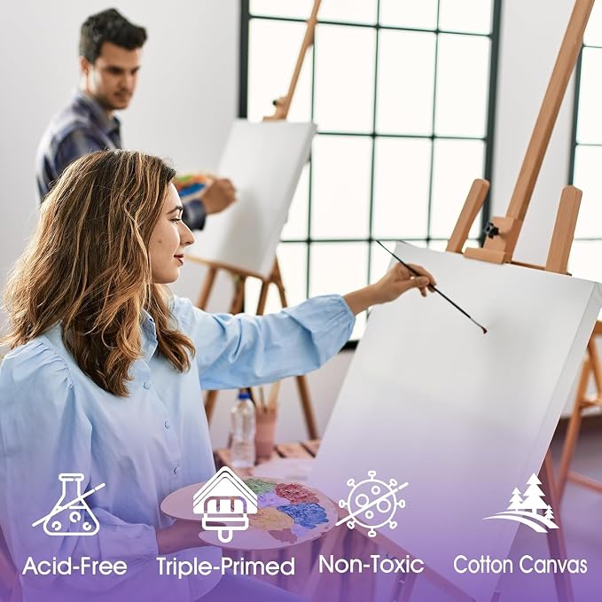 ESRICH 20x20 Stretched Canvas for Painting, 3 Pack Square Canvas for Painting - Image 6