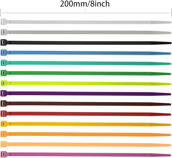 XINGO 100PCS Cable Zip Ties Heavy Duty, Premium Nylon Plastic Wire Ties with 50 Pounds Tensile Strength, Self-Locking Black Nylon Zip Ties for Indoor and Outdoor (8 inch, Purple)