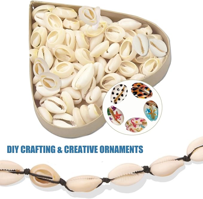 110Pcs Cowrie Shell Beads for Crafts, Printed Beach Cowrie Shells Smooth Cut - Image 4