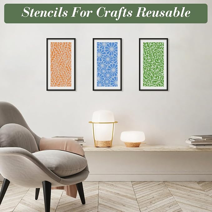 Geometric Texture Stencils for Crafts Reusable 16Pcs Stencils | DIY Art - Image 2