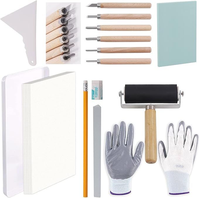 Rustark 24 Pieces Block Printing Starter Tool Kit by Rustark