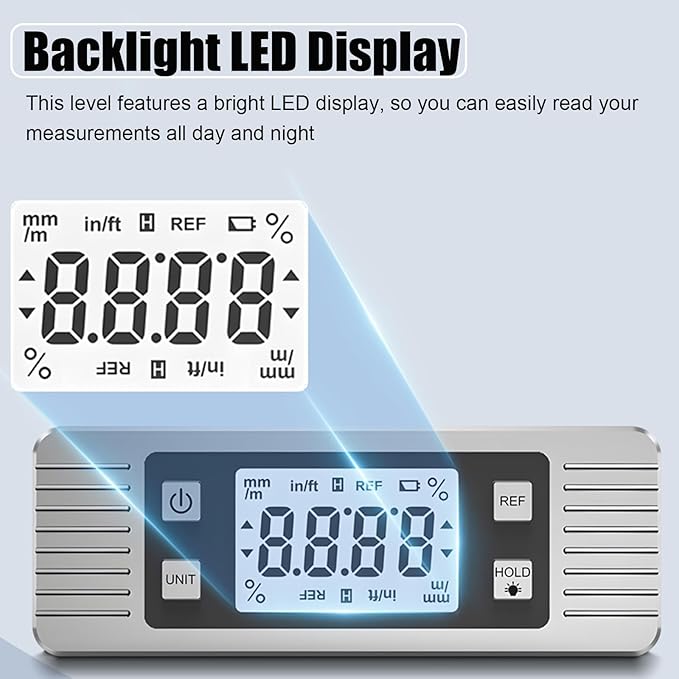 Digital Level Angle Gauge Meter Magnetic Electronic Level Angle Finder Tool Protractor Inclinometer Woodworking Tools with Magnet for Construction, Woodworking and Machinery (Silver)