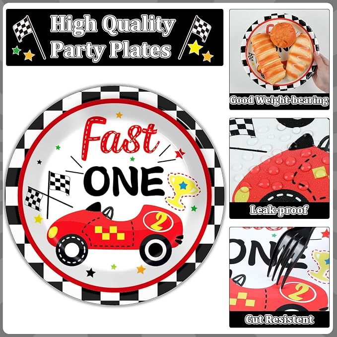 Fast One Birthday Decorations for Boys Racing Car 1st Birthday Party Supplies - Image 3