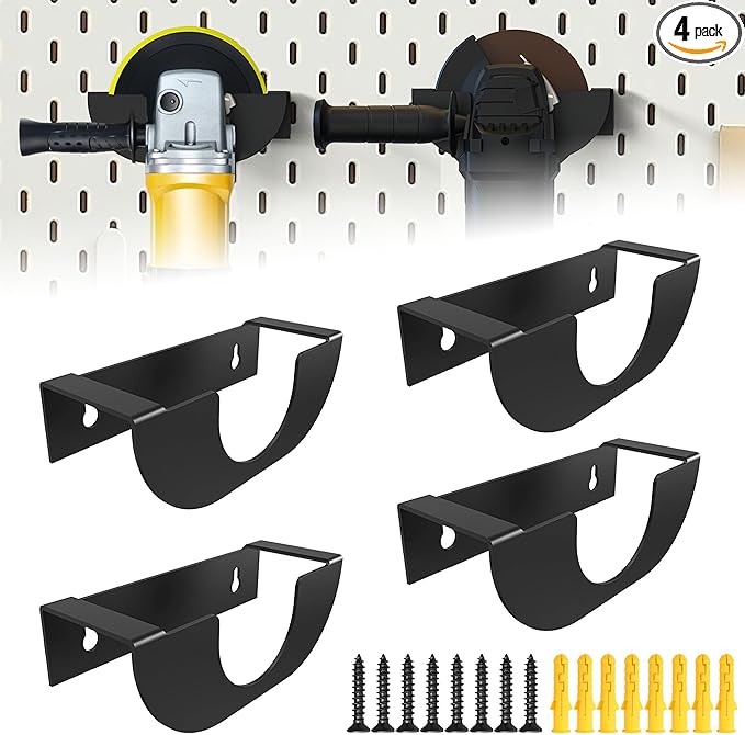Angle Grinder Holder Tool Wall Mount Bracket For 5inch Grinder, Angle Grinder Hanger, Impact Wrench Wall Holder, Angle Grinder Storage Rack For Angle Grinders/Cutter/Polisher,Angle Grinder Stand Black