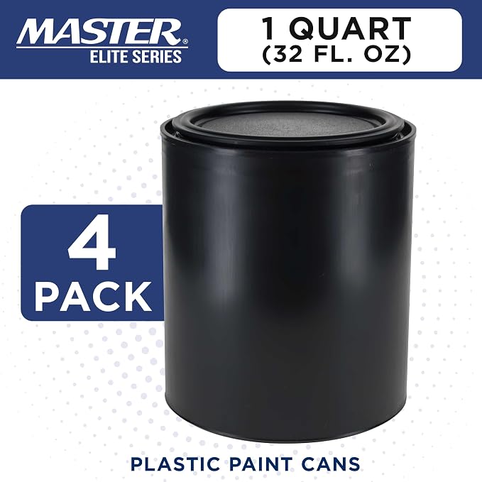 Master Elite 1 Quart Empty Plastic Paint Can Bucket, 32 fl. oz. All-Plastic - Image 2