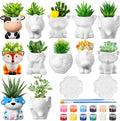 Hushee 12 Sets DIY Ceramic Succulent Pots Ready to Paint Animal Planters by Hushee