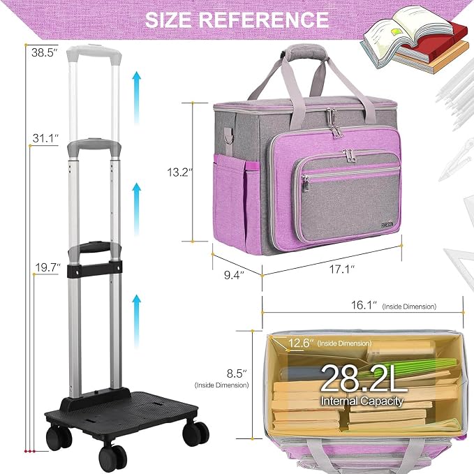 Rolling Teacher Bag With Wheels, Tote Organizer With Detachable Trolley - Image 2