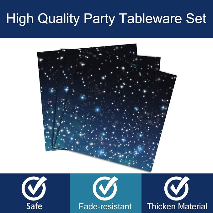 96 Pcs Galaxy Party Starry Night Supplies Tableware Set Outer Space Theme - Image 3