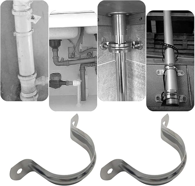2 Pcs 5inch Rigid Pipe Strap,Two Hole Stainless Steel Strap U Bracket, Widened Tube Strap Tension Clip Assortment Kit Heavy Duty Pipe Clamp（133mm）
