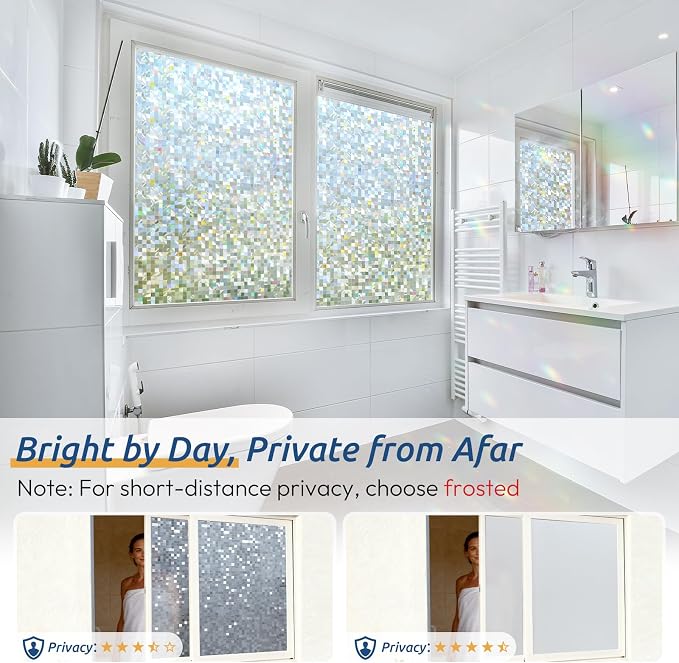 rabbitgoo Stained Glass Window Privacy Film, Mosaic Pattern, 35.4" x 157.4" | - Image 4