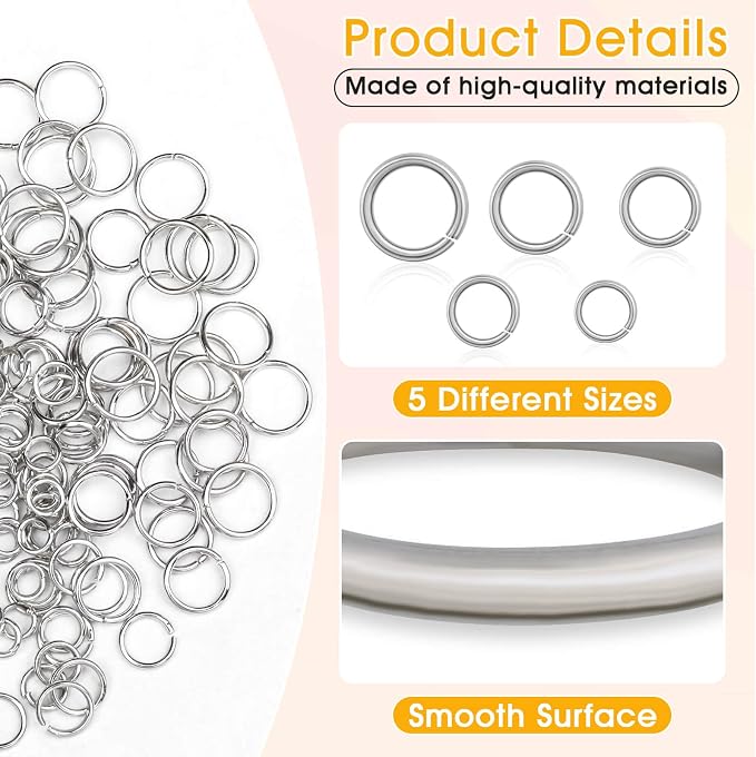 PAXCOO 4600Pcs Silver Jump Rings - Image 4
