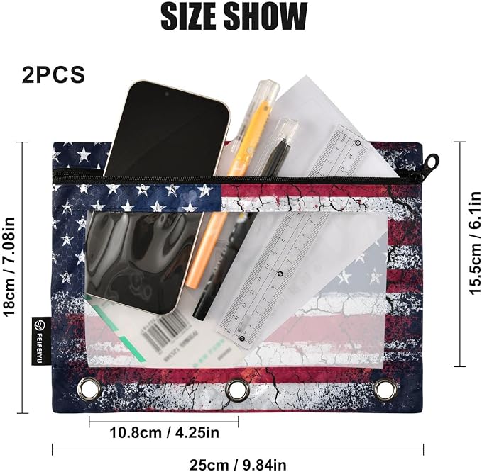 Retro American Flag Pencil Pouch - Image 3