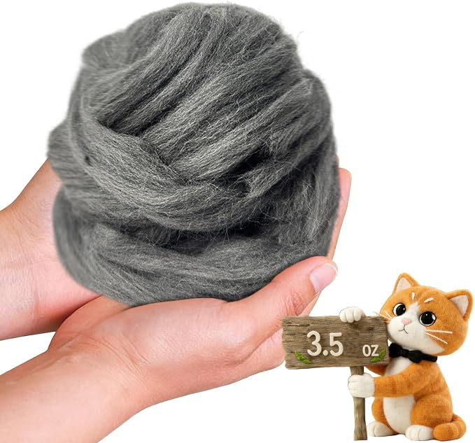 Wool Roving-3.5oz Needle Felting Wool, Soft Multi-Color Wool Fiber, Perfect by VKEDA