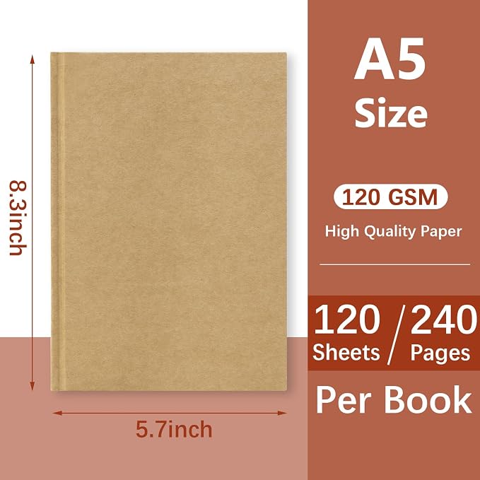 Dynta Hardcover Sketchbook Blank Notebook Bulk 6 Packs Unlined A5 Size - Image 4