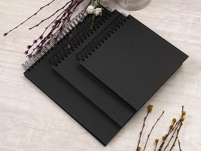 potricher 8 x 8 Inch DIY Scrapbook Photo Album 80 Pages Thick Kraft Blank Black - Image 6