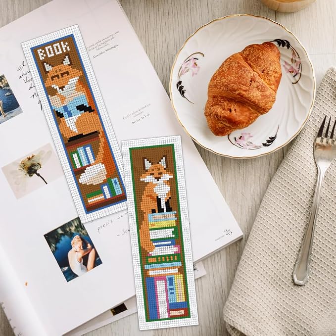 INFUNLY 6 Set Fox Reading Cross Stitch Bookmark Kit DIY Cross Stitch Kit - Image 7