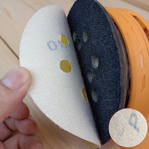 Orbital Sanding Discs 5 Inch 8 Holes 120 Grit Sander Pad,Hook and Loop Wet/Dry Gold Replacement Sandpaper,Suitable for Wood,Plastic Grinding and Polishing,Pack of 50