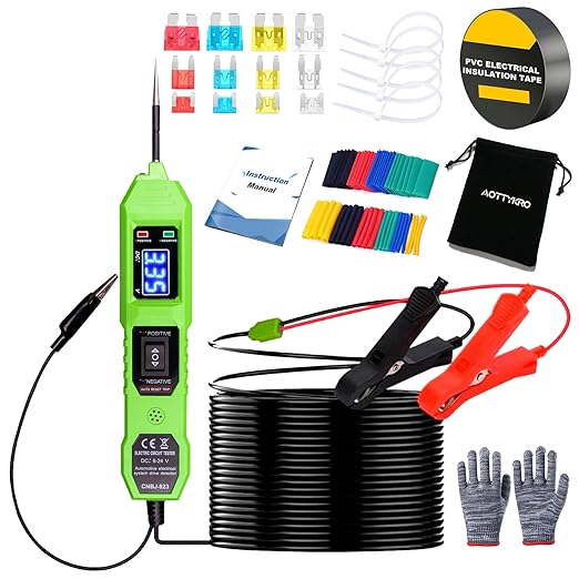 Multifunctional Car Circuit Tester,Digital Display Short Circuit Finder,6-24V AC/DC Car Power Tester, Component Activation Electrical Tester for Trailer Lights Testing/Continuity Testing
