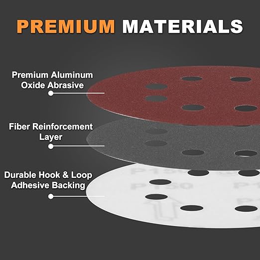 100Pcs 600 Grit Sanding Discs 5 Inch 8 Hole: Woodworking/Metalworking Round Extra Fine Hook and Loop Sandpaper for Random Orbital Sander