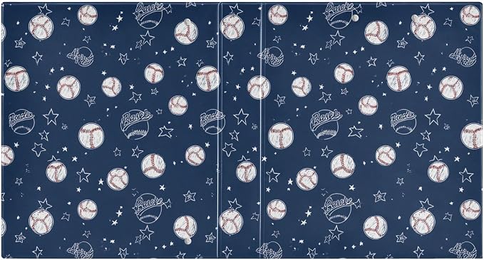 Baseballs and Stars Round Ring Binders 1.5 Inch Softball White Blue Purple 3 - Image 2