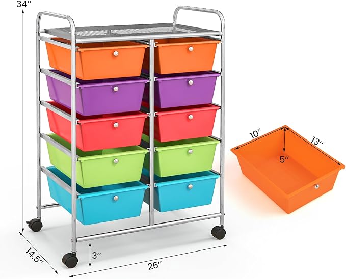 BECOMFORT 10-Drawer Rolling Cart - Image 3