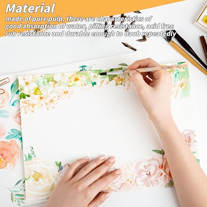 150 Sheets Cotton Watercolor Paper Pad-230GSM Art Paper-9 x 12 inch Painting & - Image 4