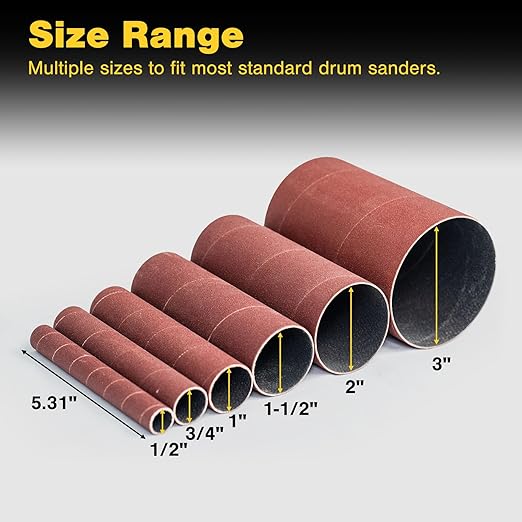Dark Stone Sanding Sleeves for Spindle Sander 4-1/2" Length (600 Grit, 1-1/2")