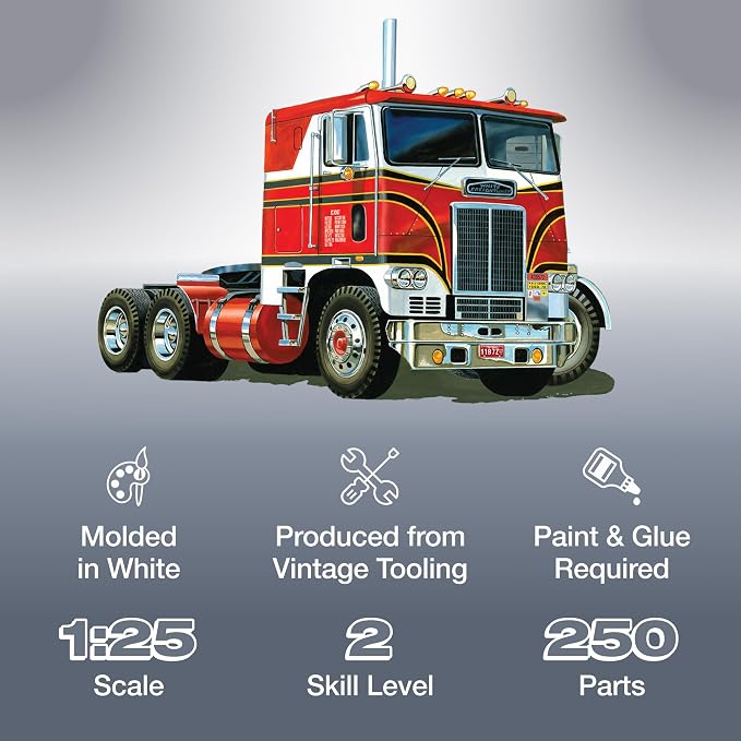 AMT White Freightliner 2-in-1 SC/DD Cabover Tractor 1:25 Scale Model Kit - Image 2
