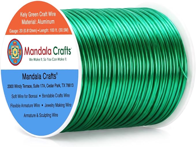 Mandala Crafts 20 Gauge Kelly Green Anodized Aluminum Craft Wire, 100 FT | by MandalaCrafts