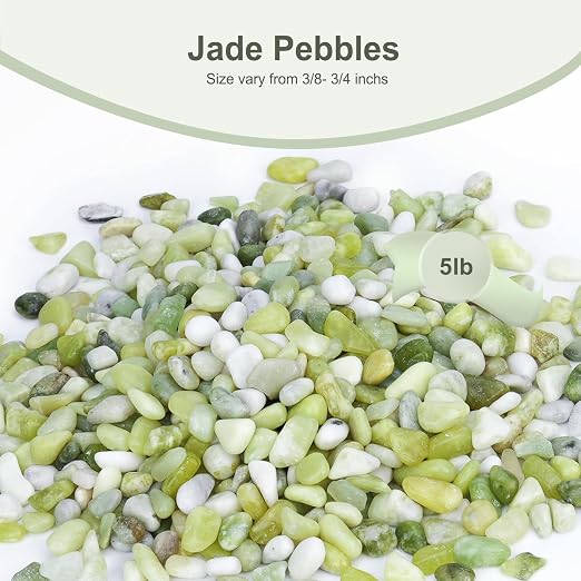 Pulovin 5 lbs Jade Pebbles for Indoor Plants, Decorative Pebbles for Bamboo - Image 2
