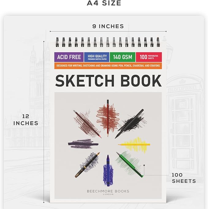 BEECHMORE BOOKS 9"x12" Spiral Bound Sketchbook - Image 4