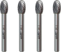 SE-3 Tungsten Carbide Burr Rotary File, Double Cut Oval Burs, 4pcs by LU&MN
