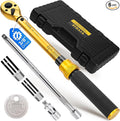 3/8-Inch Drive Torque Wrench Set, 10-45 FT.LB (13.6-61Nm), Magnetic Spark Plug Socket Set, 12-Point Sockets 14mm & 16mm, Spark Plug Gap Tool, ±3% Accuracy, 72-Tooth Torque Wrench for Motor, Car Repair