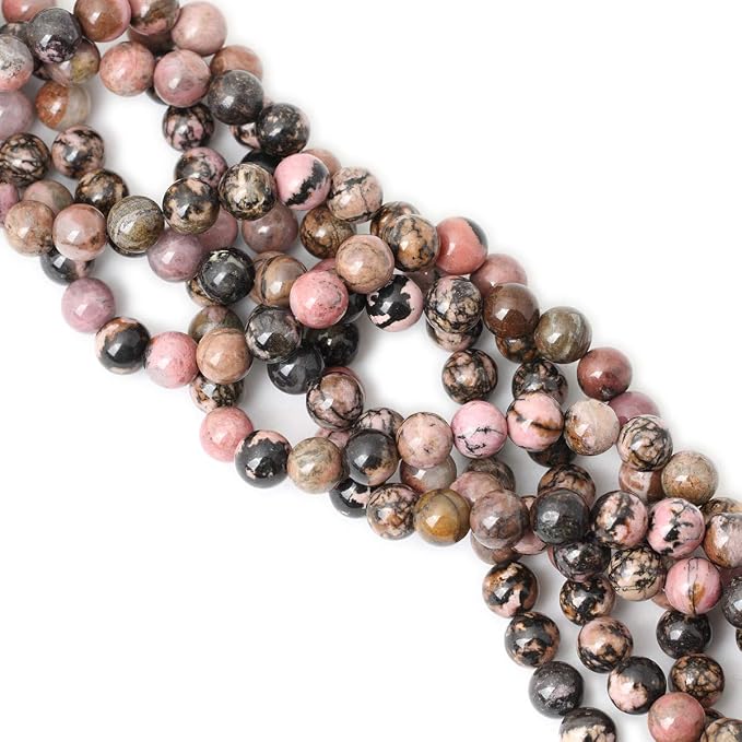 35PCS 10mm Natural Black Line Rhodochrosite Gemstone Smooth Round Loose Beads - Image 4